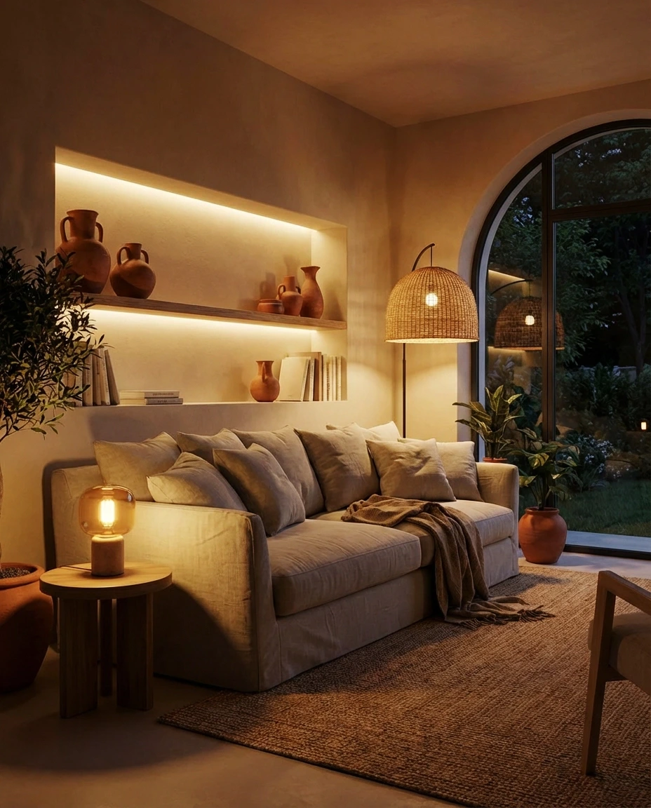 gezellige warme living interieur