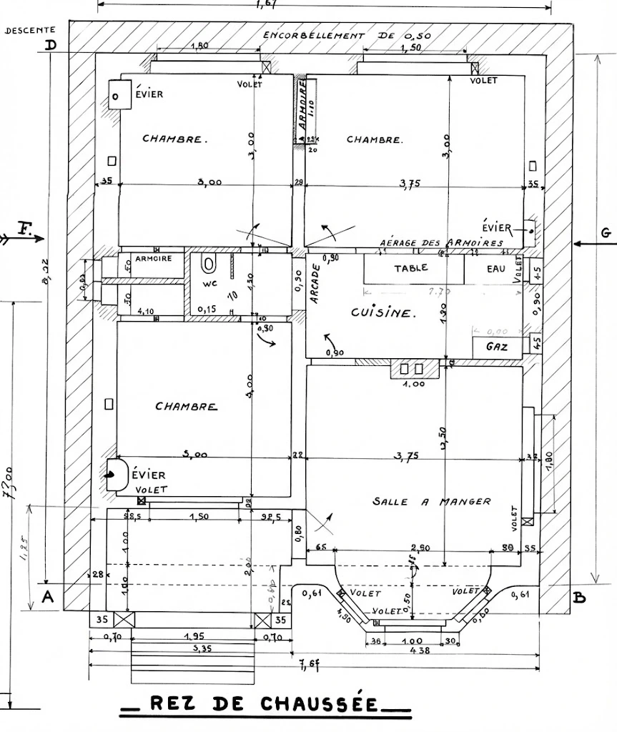 origineel grondplan 56m³ koksijde woning