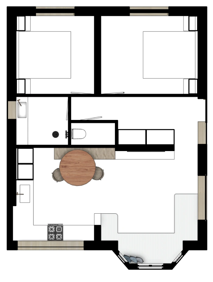 grondplan kleine woning koksijde